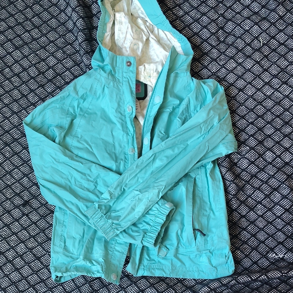 REI Size 10-12 Teal Hooded Lightweight Women's Bomber Jacket